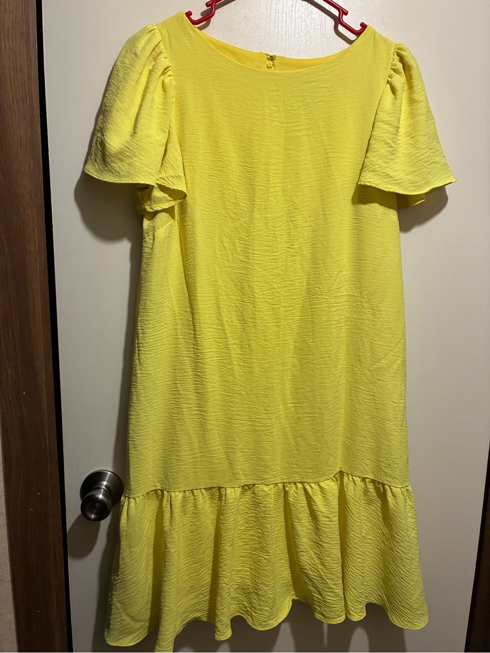 DKNY Bright Yellow Ruffle-Hem Midi Dress